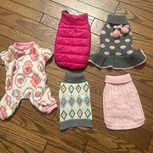 Stylish Pet Apparel Set - Pink, Gray, and Multicolor